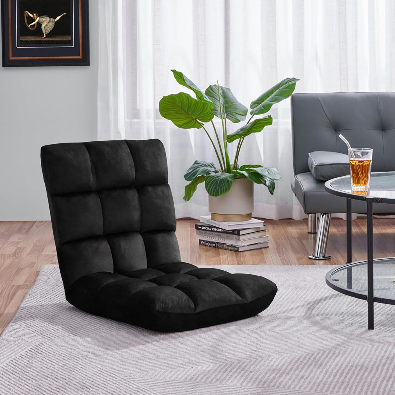 Isabelle Max Folding Sofa Chair With 14 Adjustable Position Padded Meditation Chair With Back Support Gaming Floor Chair Lounge Chair For Living Room Bedroom Black Wayfair